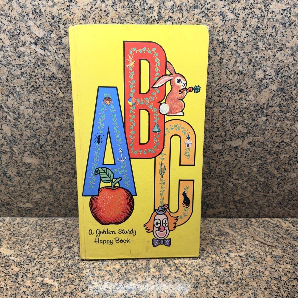 Vintage 1972 ABC A Golden Sturdy Happy Book Helen Federico Alphabet Board Book